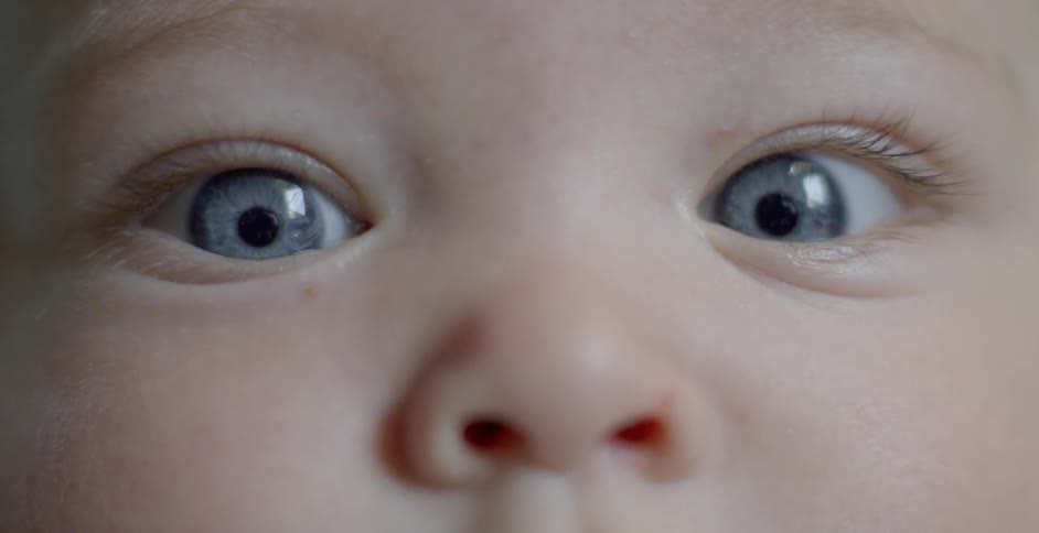A baby looks around