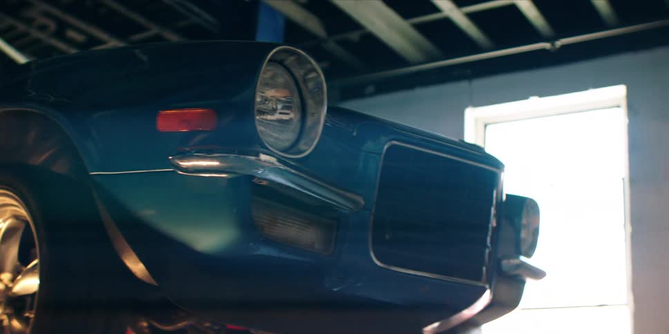 Classic car in a workshop