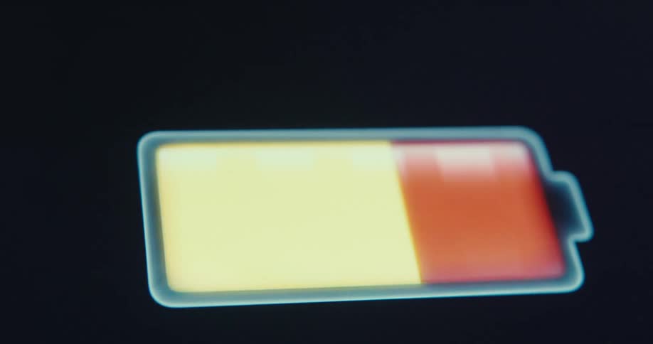 Close up of a charging battery icon on a device screen