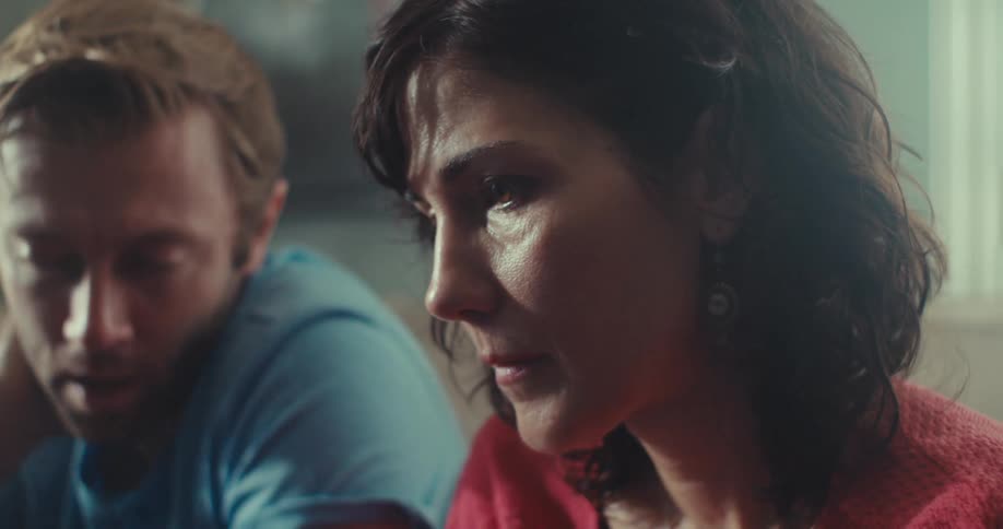 Woman and a man sitting talking