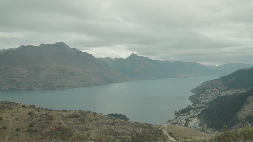 Lake between mountains at dawn
