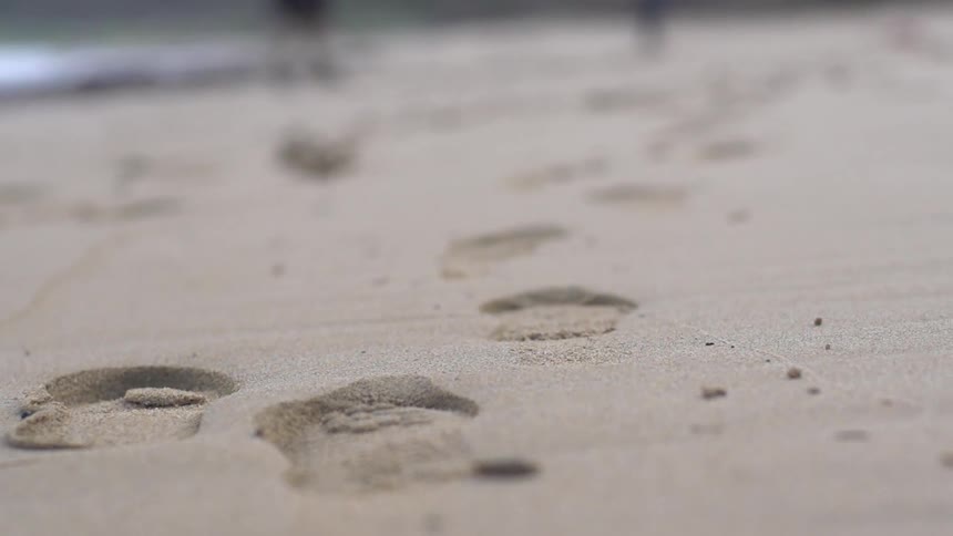 Footprints on a sandy beach
