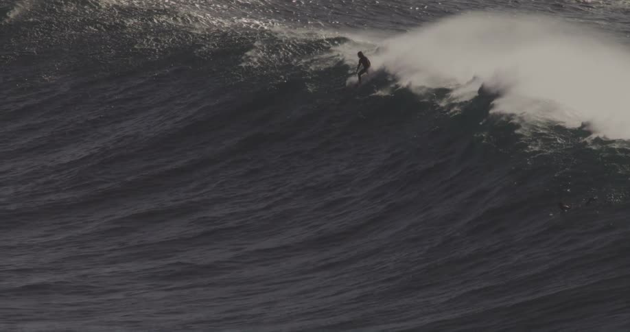 The surfer riding a wave crashes into the water