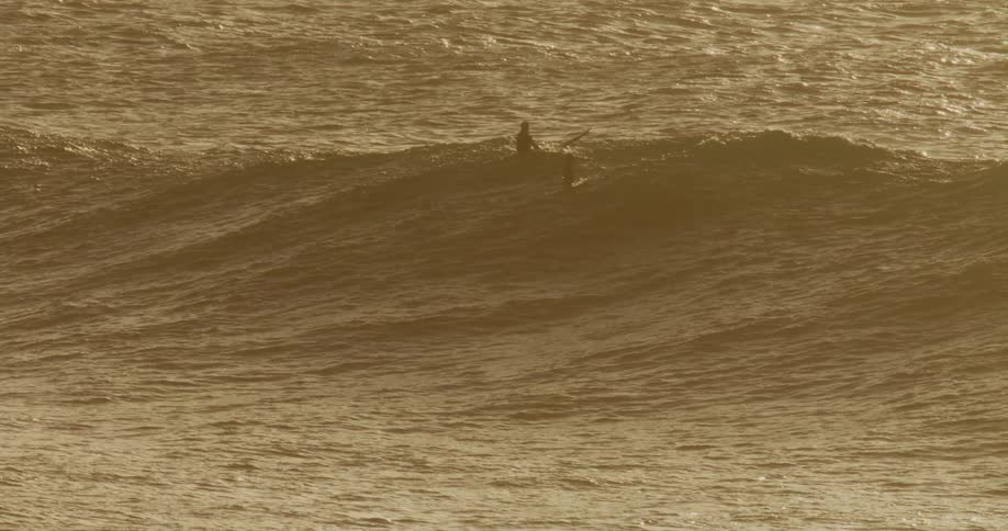 A couple surfers out in the ocean