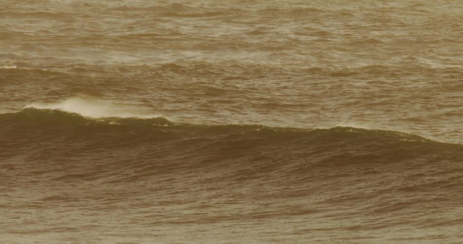 The ocean had small waves in the middle of the day