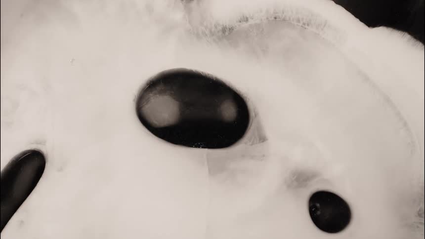 Abstract white organic matter with black holes