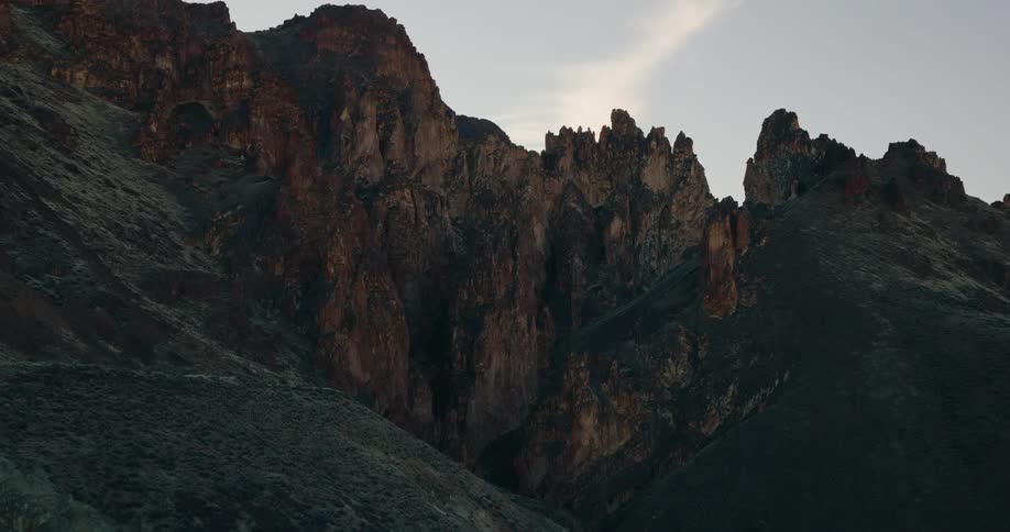 The peak of the mountain is jagged