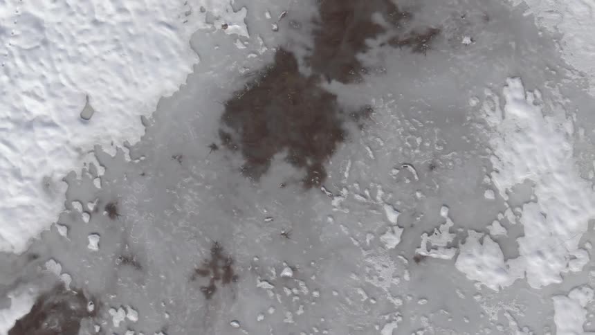 Aerial view of a frozen area