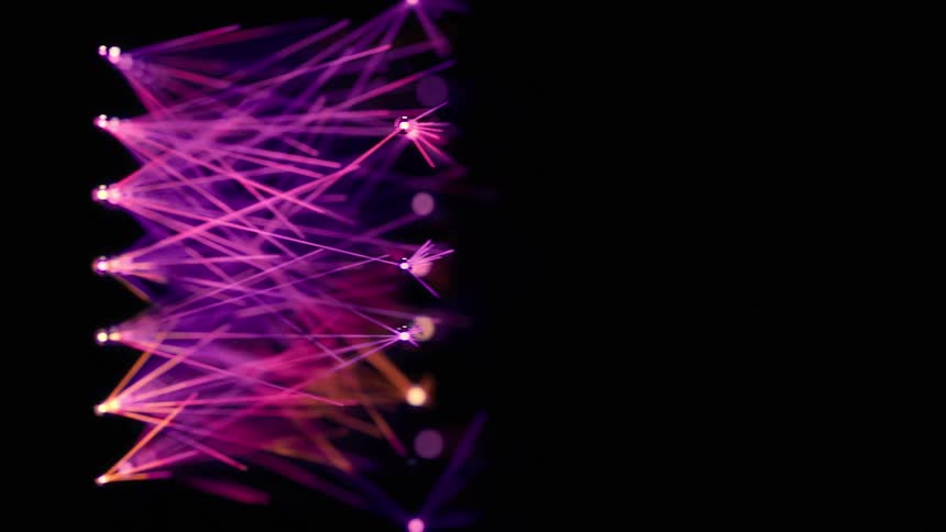 Side Following Shot of a Purple AI Neural Network - Abstract Data Flow - Machine learning - Nodes and Lines