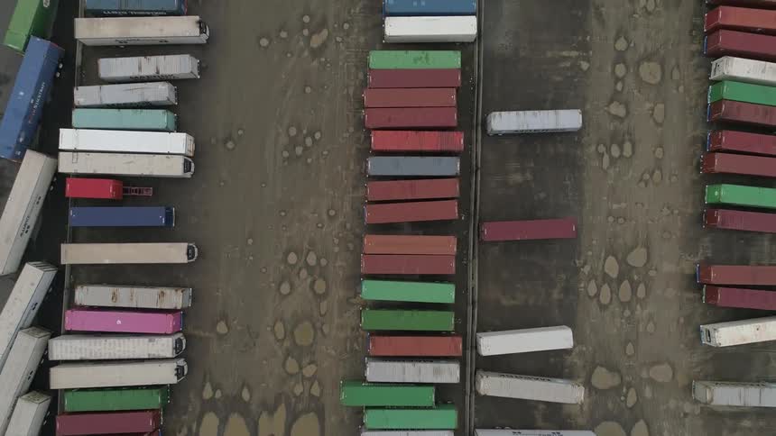 Aerial view of container in an open air area