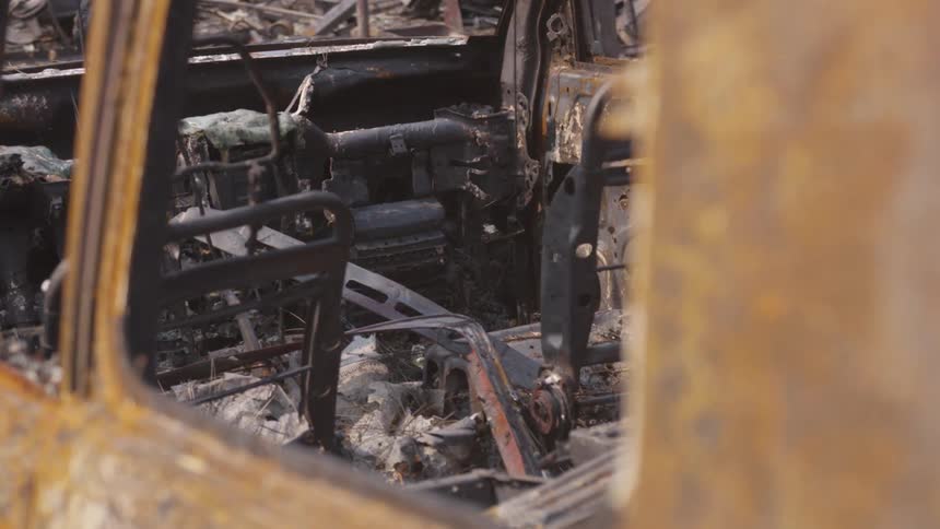 Burnt metal vehicle