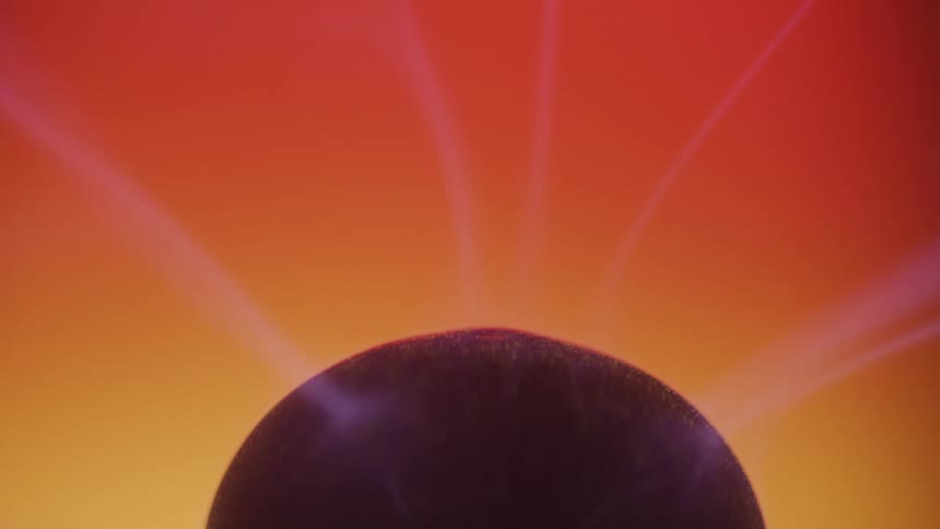 Abstract closeup of a nucleus emitting magnetic waves