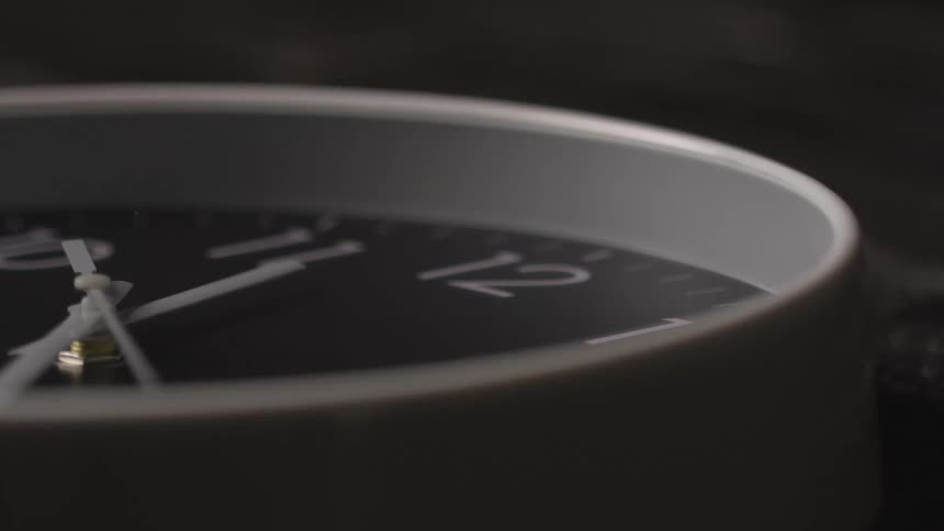 The hand on the clock is turning