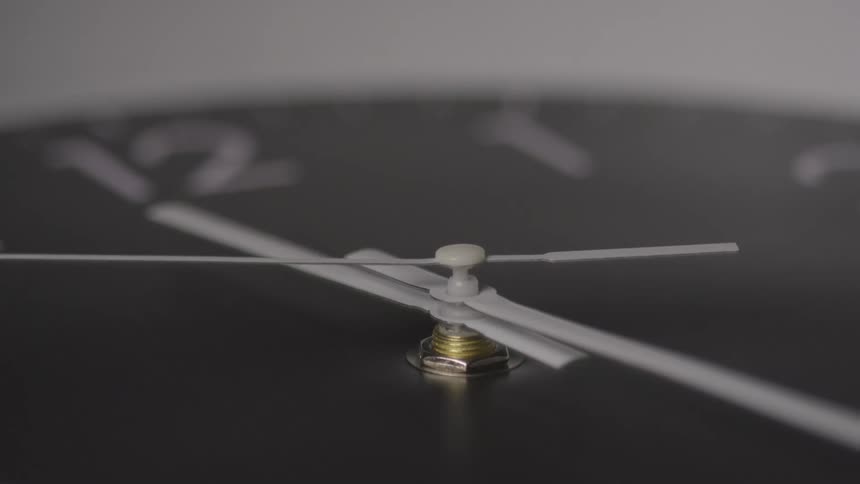 Close up of the hands of a ticking analog wall clock