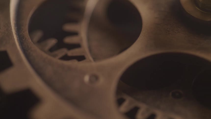Gears spin in sync with one another