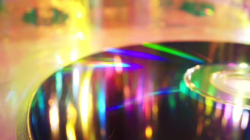 Optical disk reflects bright colorful lights