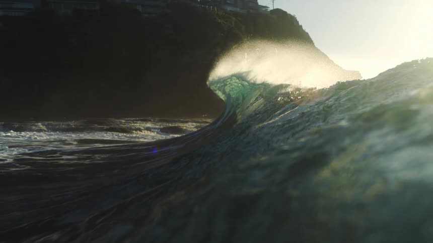 Wave breaking in an ocean on a winter day