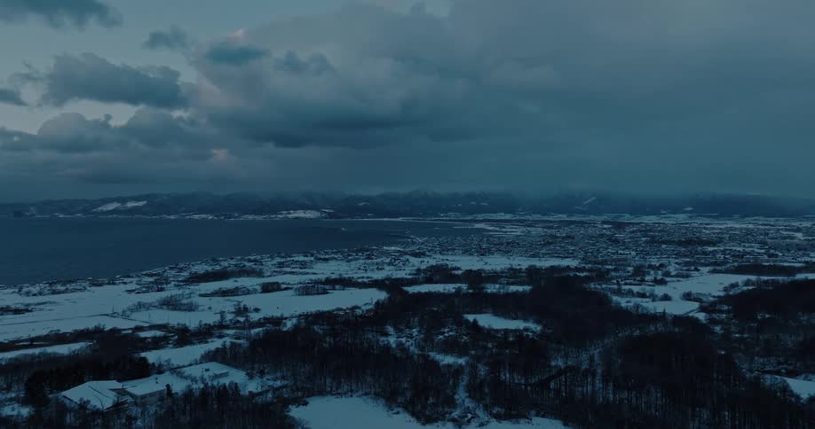 Flying over a winter land