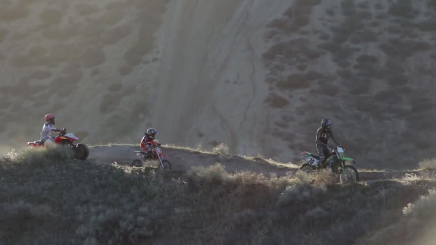 A group riding dirt bikes