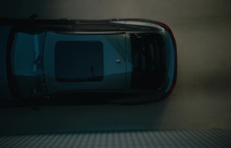 Top view of a moving vehicle