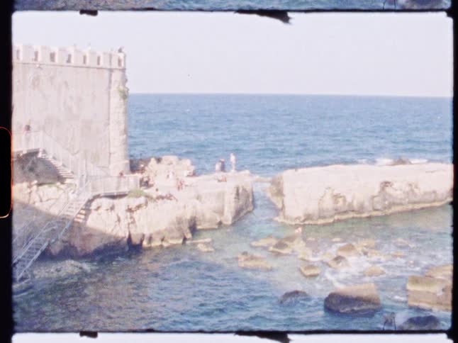 A fortress is on the shore
