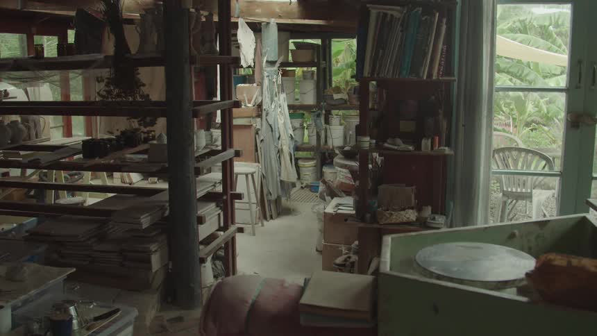 The room is very cluttered