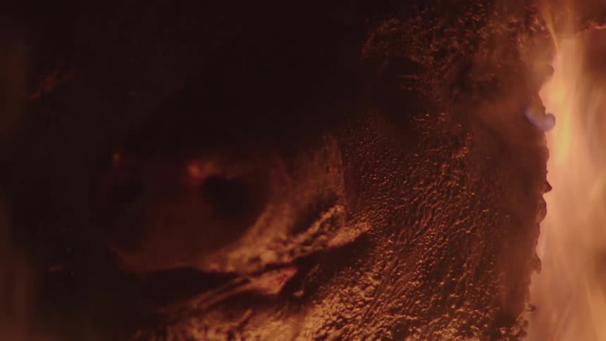 The pig face is burning