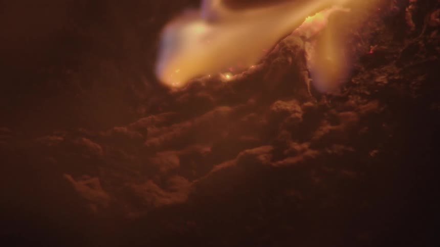 A fire burns brightly