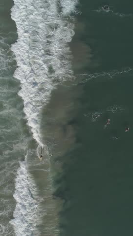 Surfers on waves in the ocean