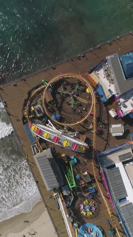 Aerial of a recreational area by the beach in the middle of the day