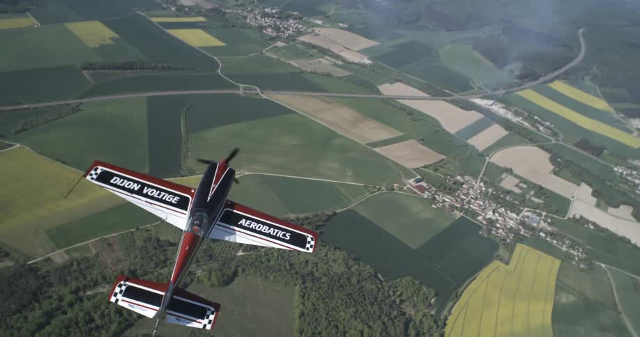A biplane in the air