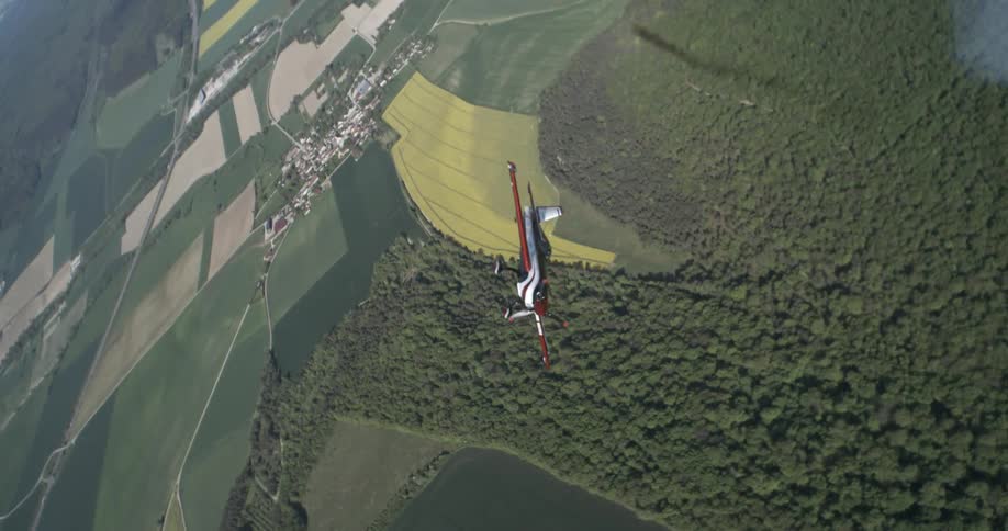 A plane does tricks in the air