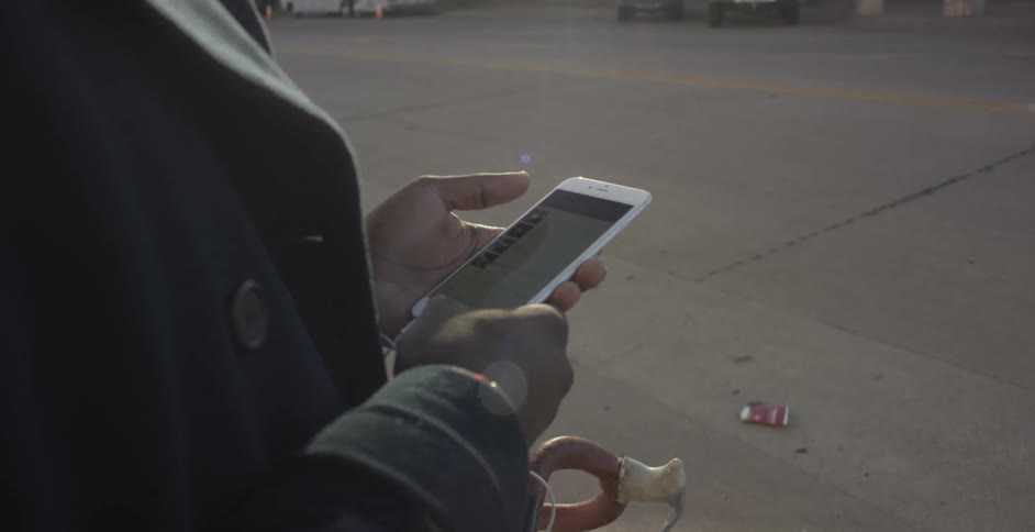 A person uses a smartphone