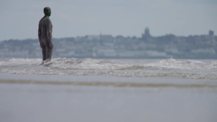 A statue on a beach