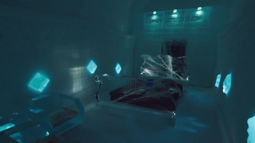 Interior of a hotel made entirely of ice