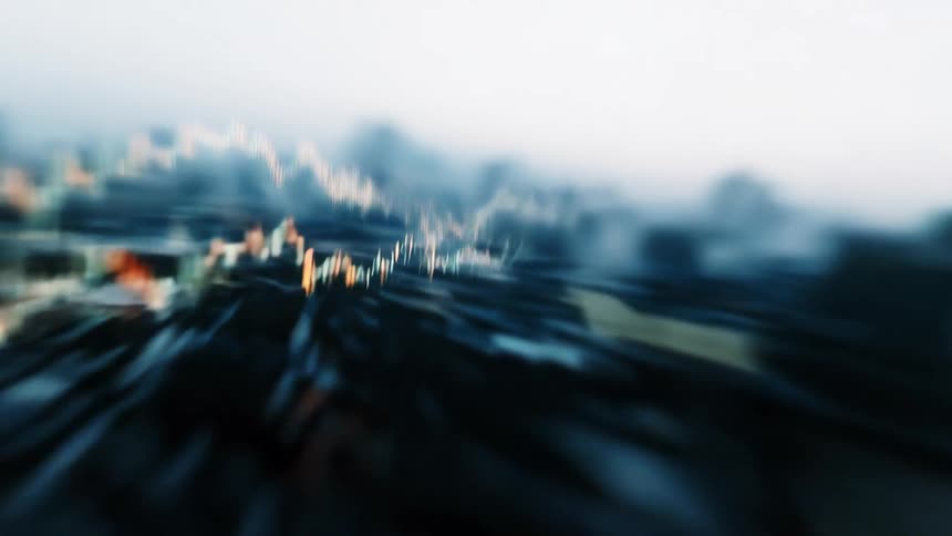Financial market candle chart against abstract background