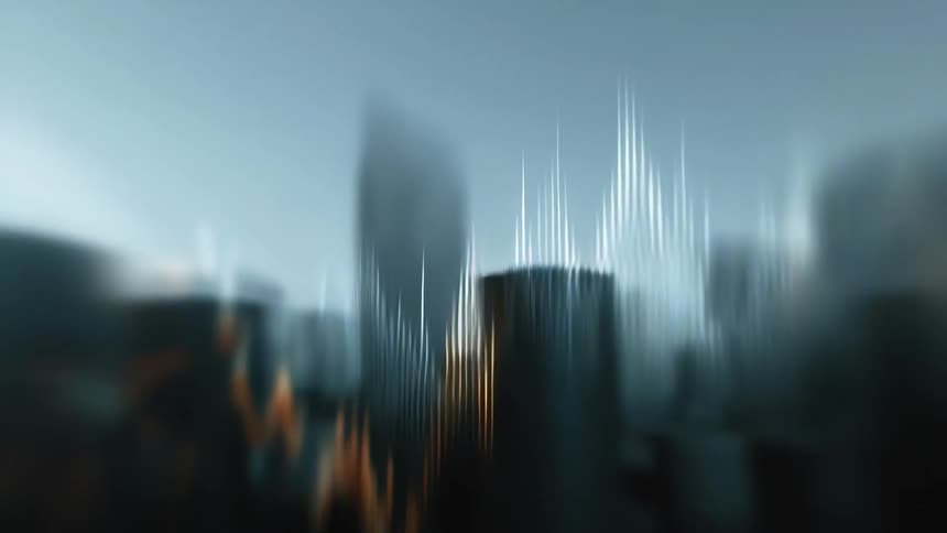A transparent graph overlaid over a city skyline