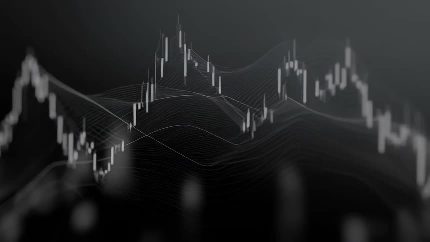 Candlestick chart against a gray background