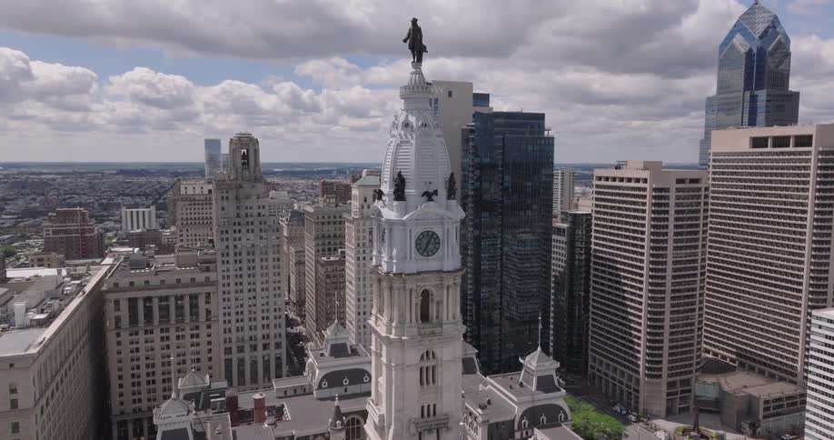 Philadelphia city skyline of a metropolitan area on a sunny day