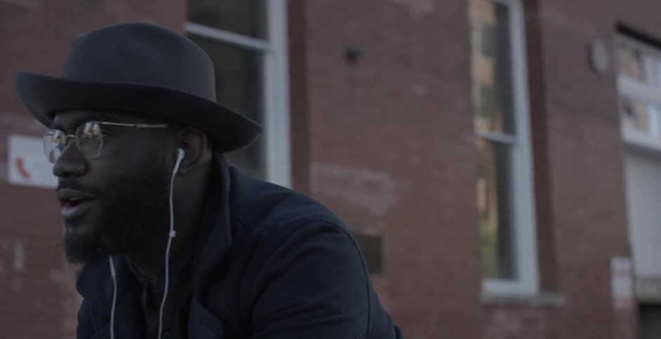 A person wearing headphones