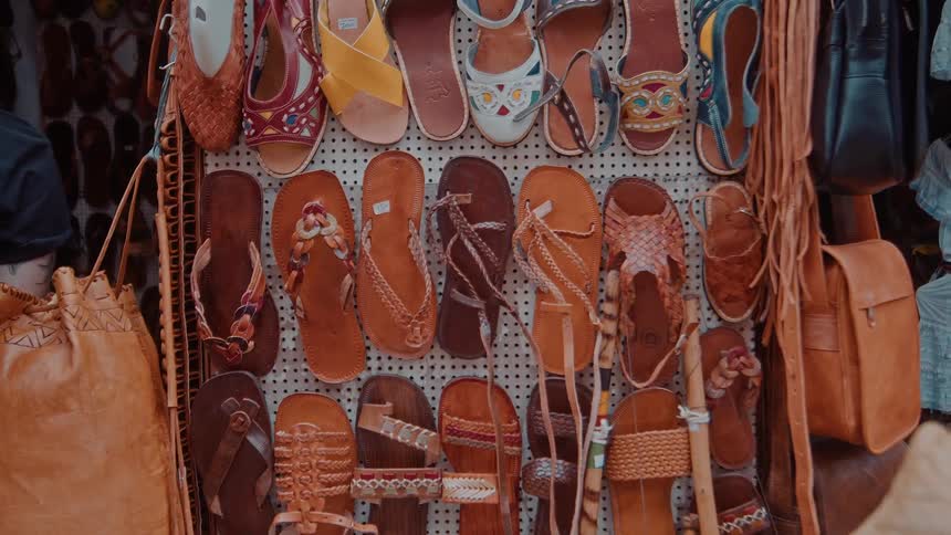 A storefront selling sandals