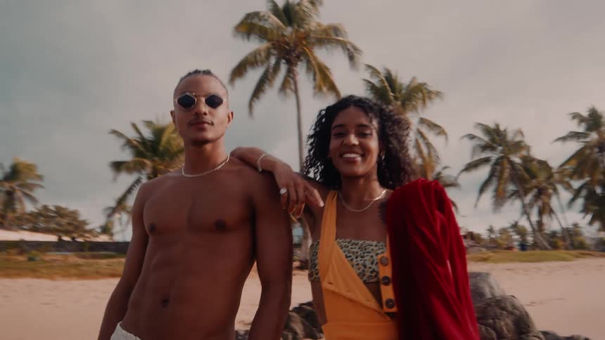 A couple people on the beach