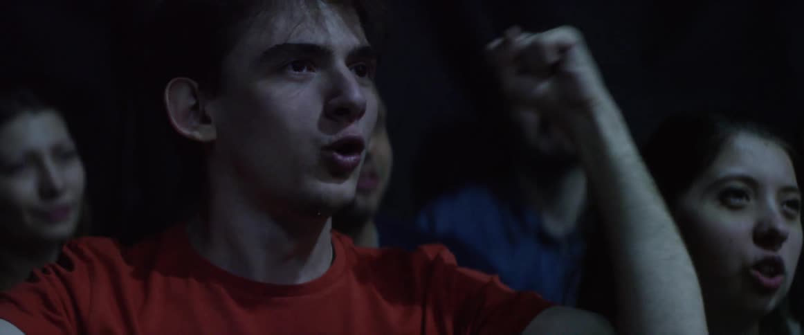 People are cheering on looking forward
