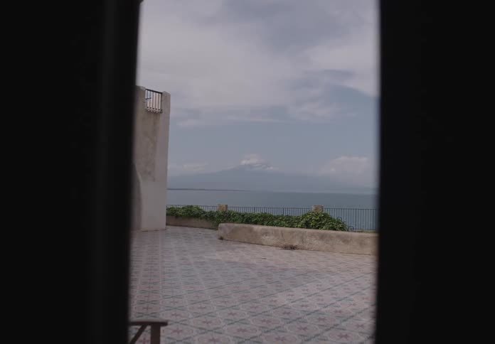 Through the doorway is the ocean