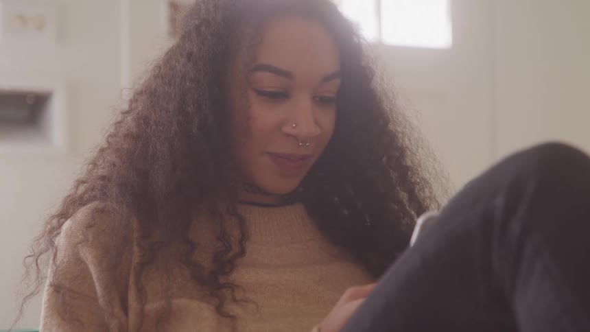 A girl on her phone