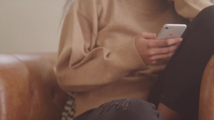 A girl on her phone
