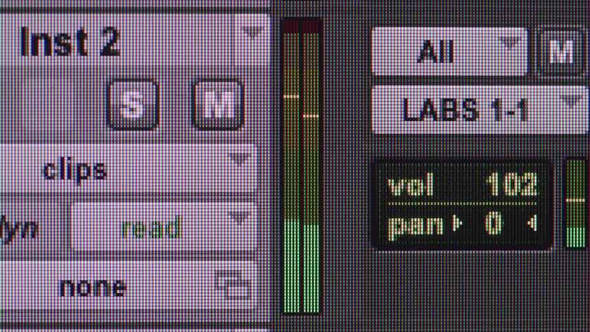A sound board lights up as the volume changes