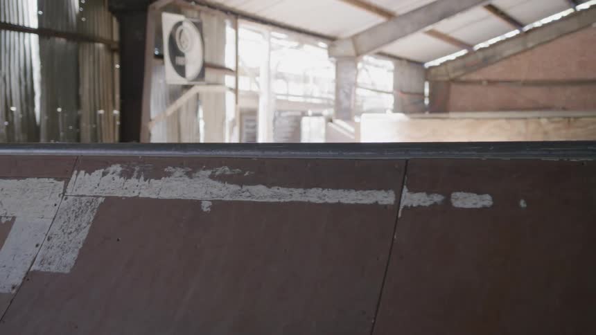 Indoor space with skate park ramps