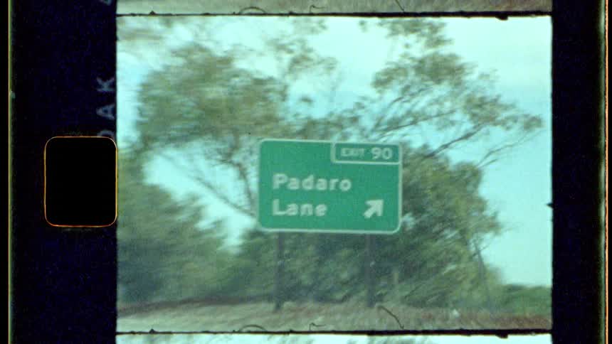 Driving by a highway sign