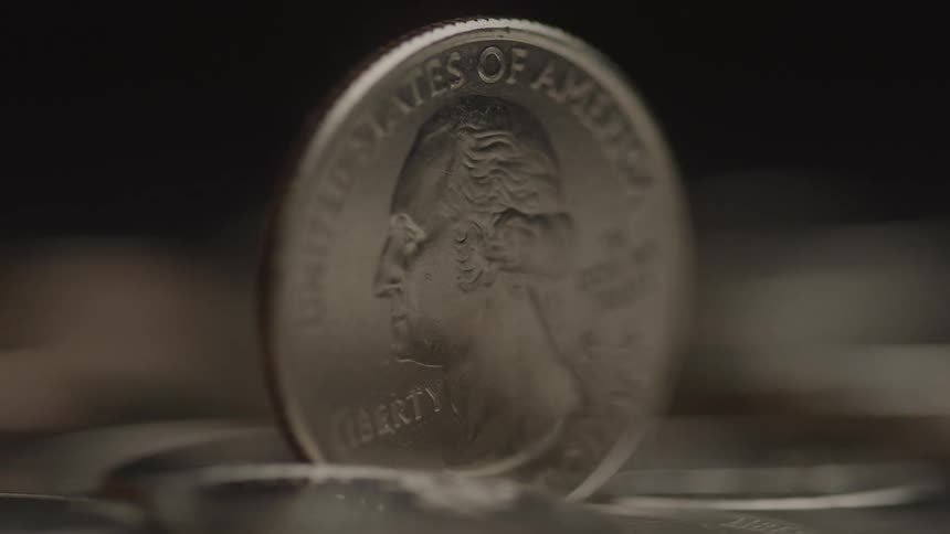 The coin on display is turning